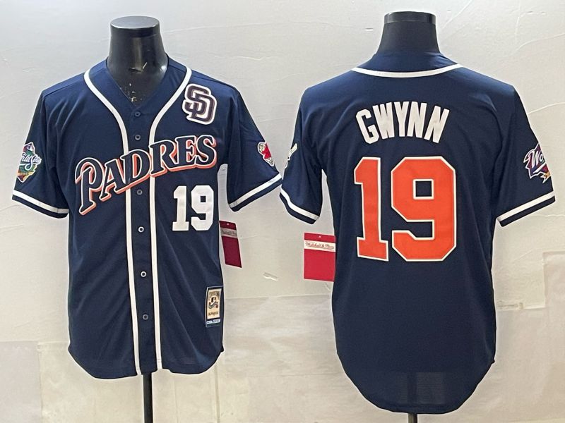 Men 2025 San Diego Padres #19 Gwynn Blue Game Throwback Nike MLB Jersey style 074